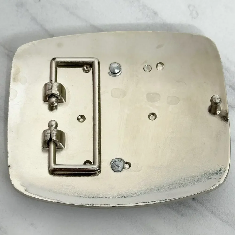 Rhinestone Studded O Letter Initial Monogram Silver Tone Belt Buckle ✨
